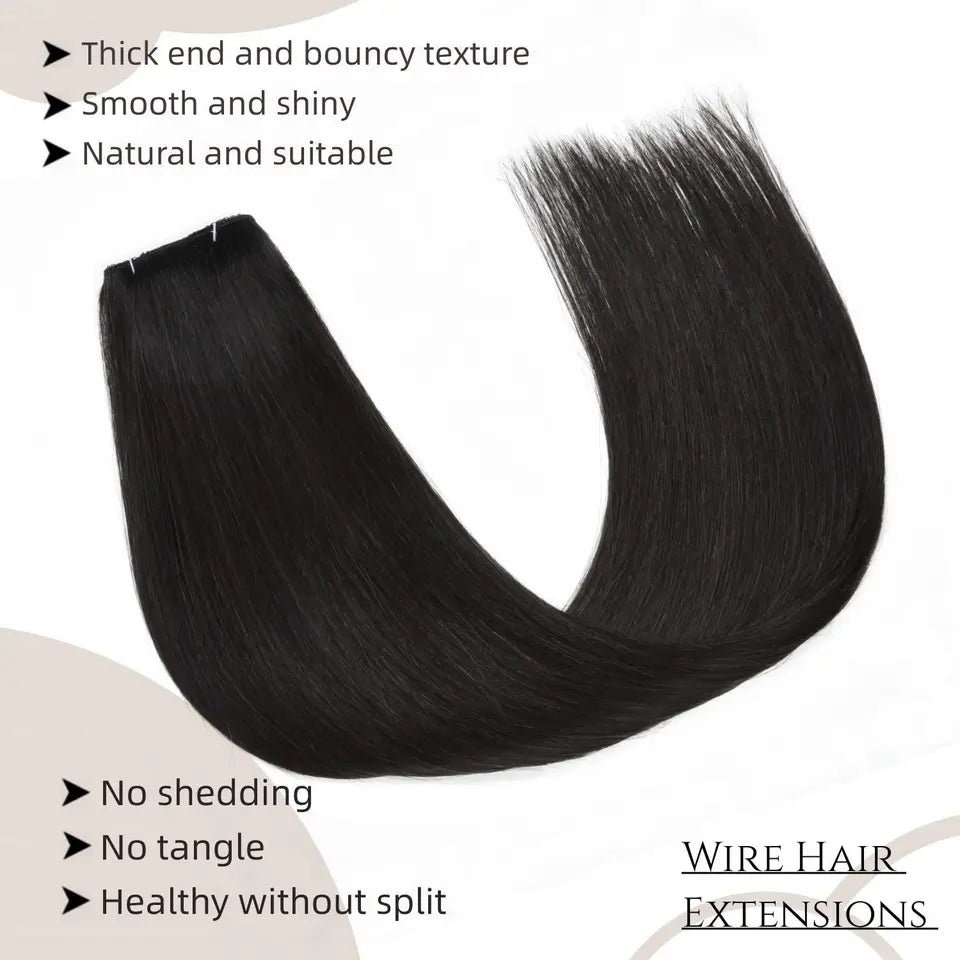 Flip In Echthaar Extensions mit Clips Schwarzbraun