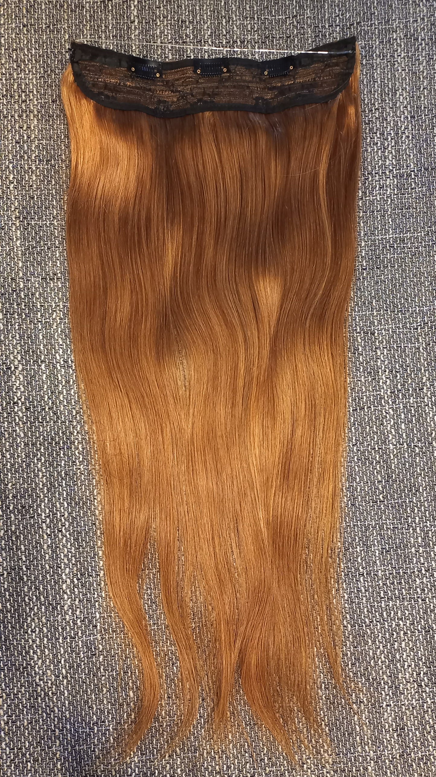 Flip In Echthaar Extensions mit Clips Hellbraun