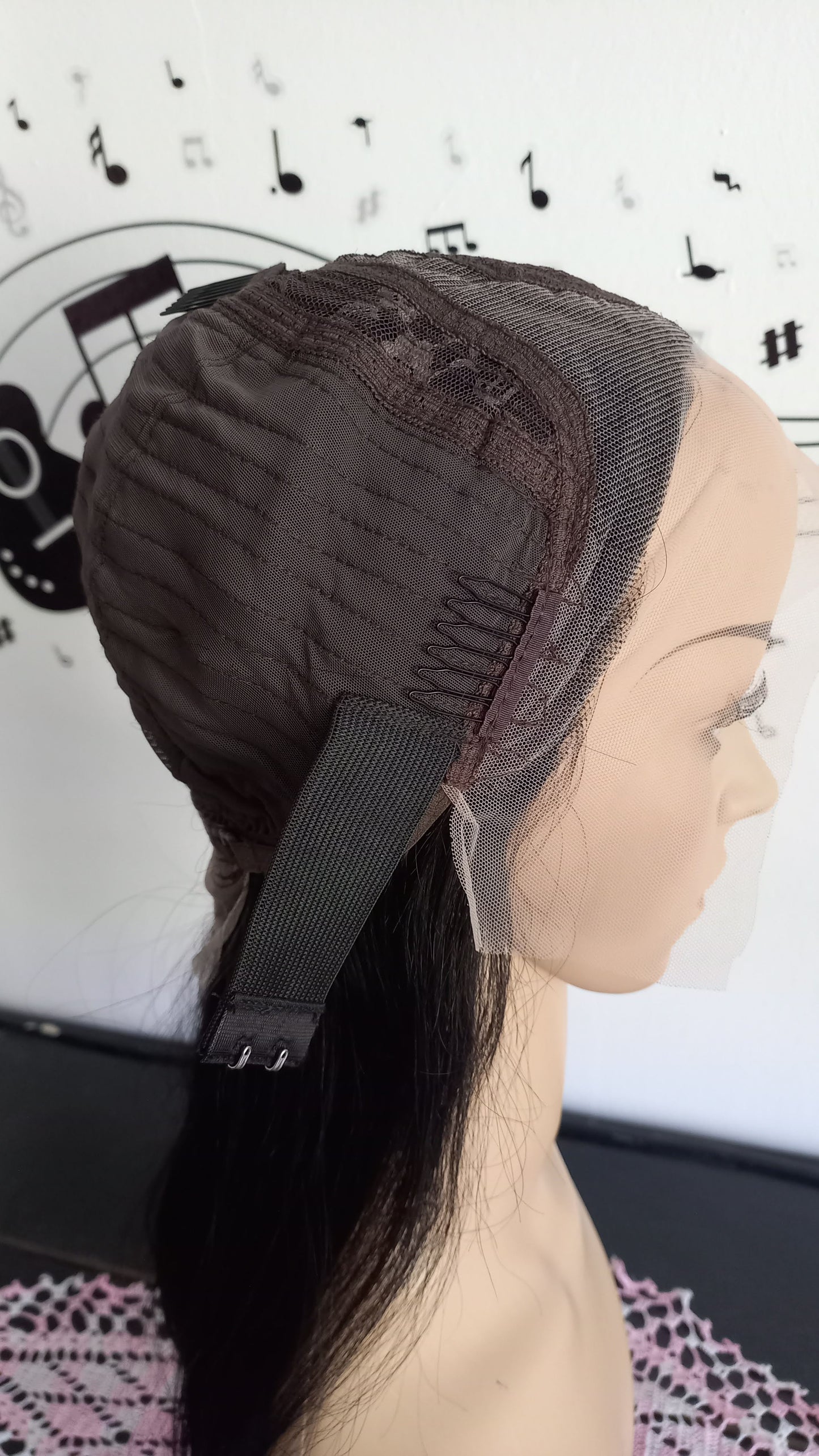 Bob Gerade Echthaar Perücke Side-Part Schwarz Braun