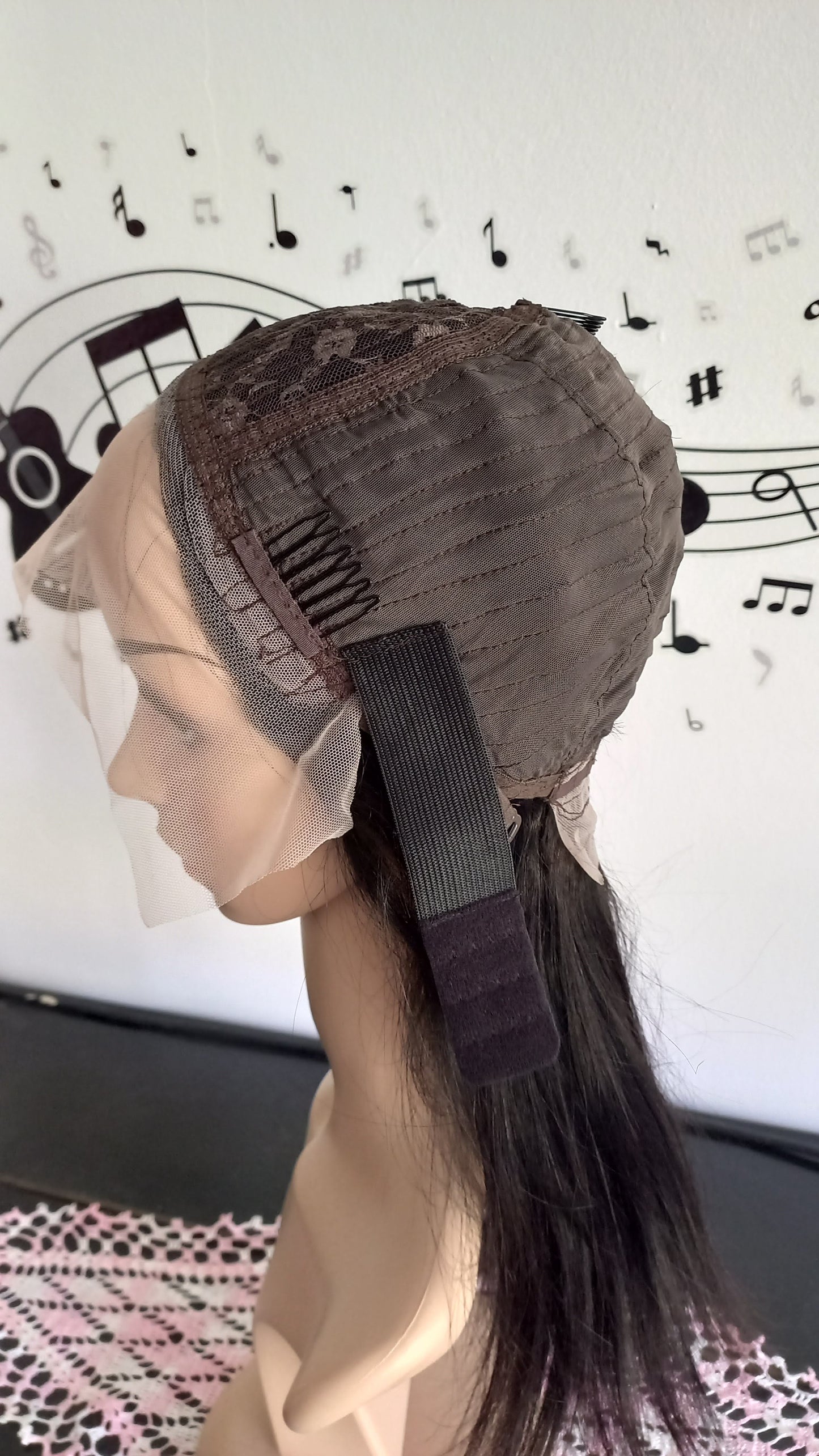 Bob Gerade Echthaar Perücke Side-Part Schwarz Braun