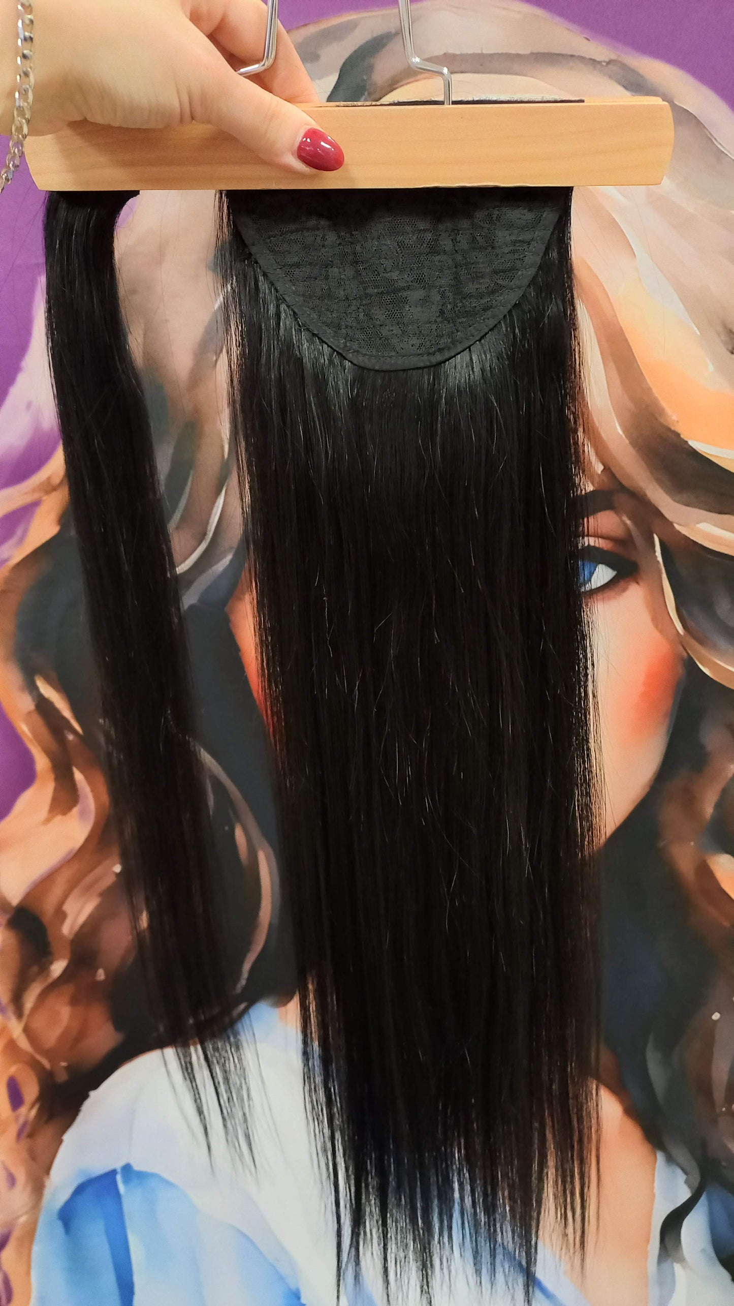 Pferdeschwanz Ponytail Clip In Russisches Echthaar Extensions Schwarz
