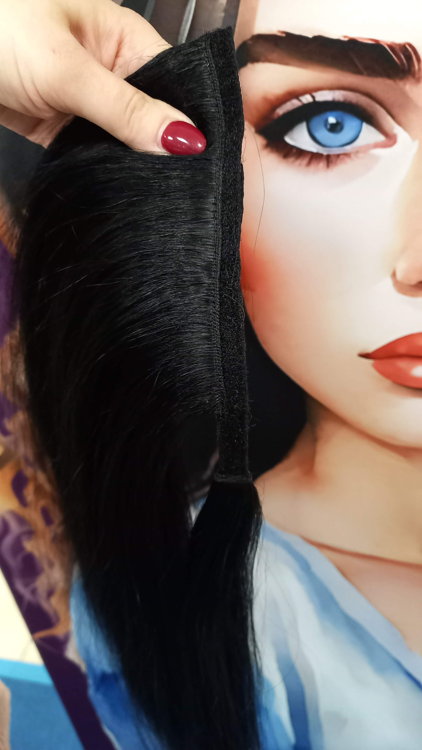 Pferdeschwanz Ponytail Clip In Russisches Echthaar Extensions Schwarz