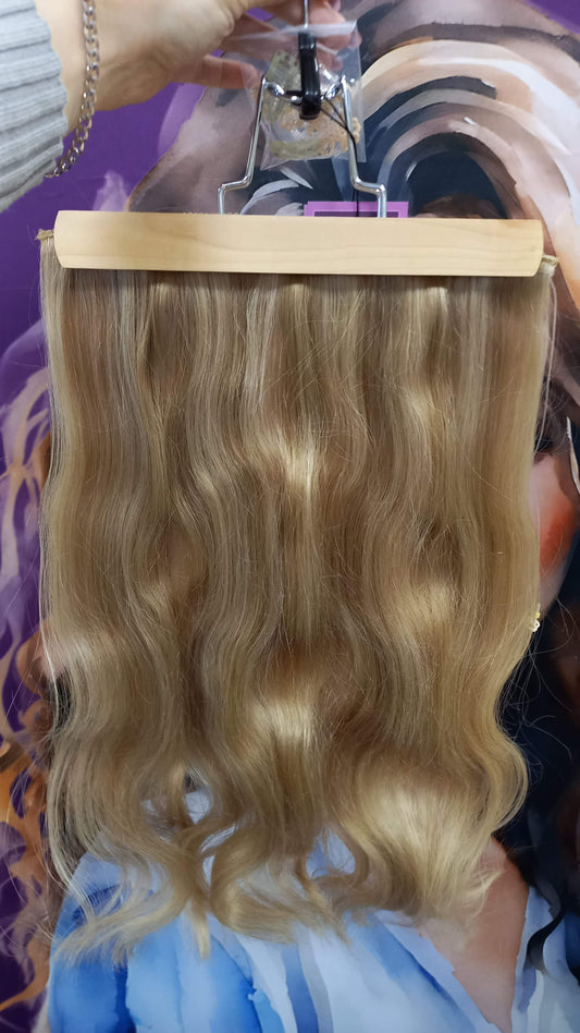 Clip In Virgin Russisches Echthaar Extensions Goldblond mit Draht Flip In