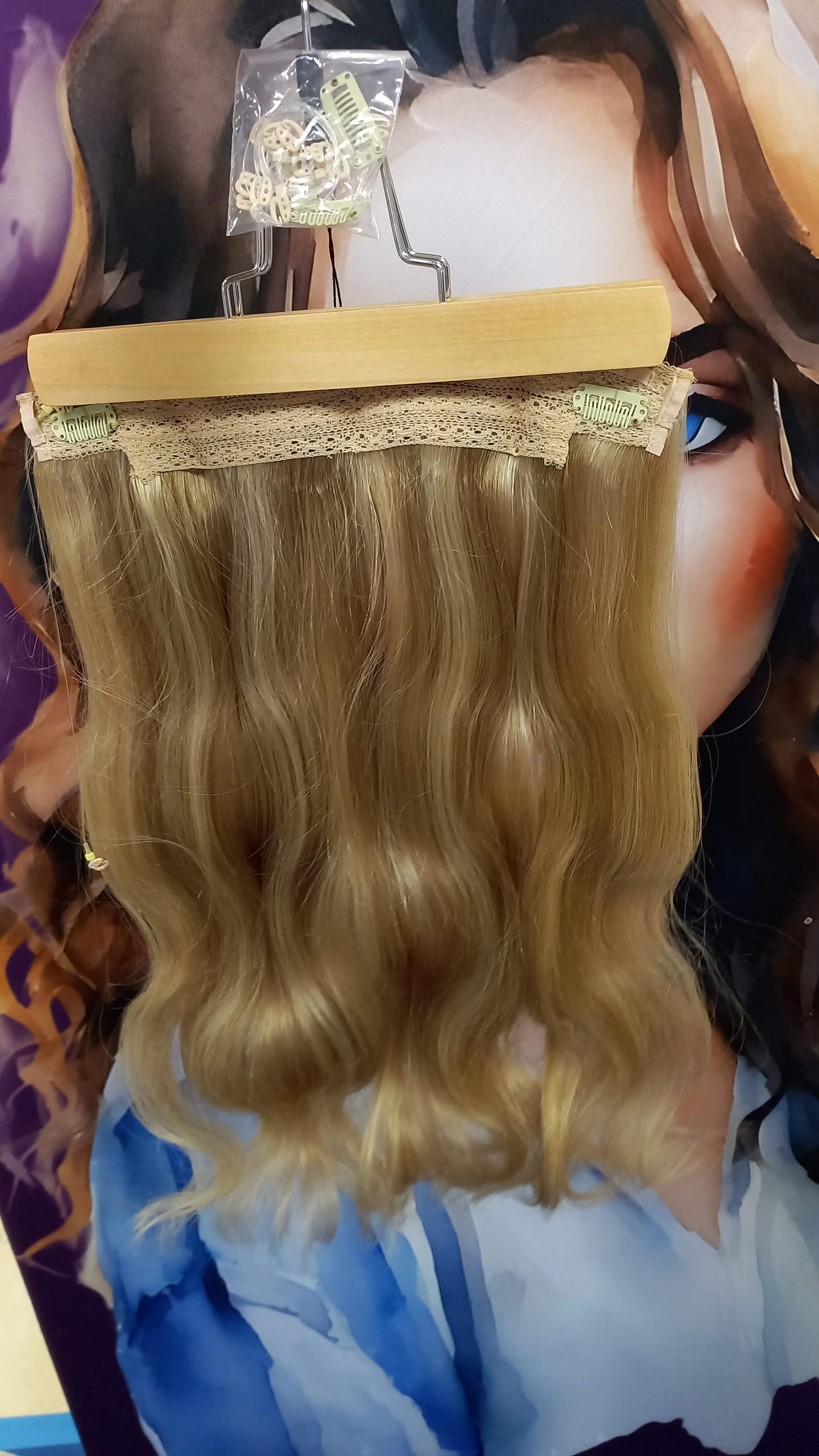 Clip In Virgin Russisches Echthaar Extensions Goldblond mit Draht Flip In