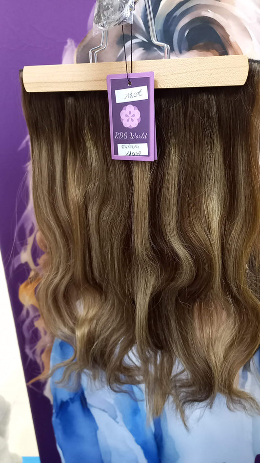 Clip In Virgin Russisches Echthaar Extensions Ombre Braun Blond mit Draht Flip In