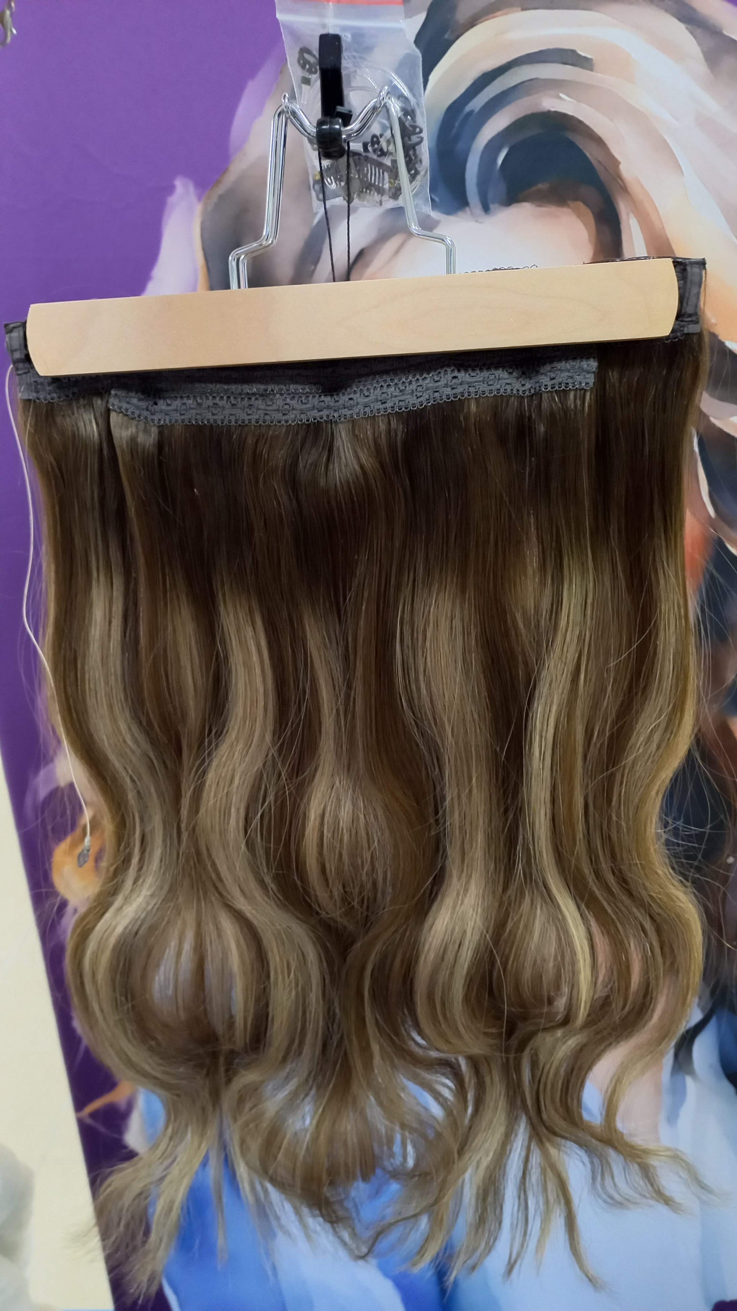 Clip In Virgin Russisches Echthaar Extensions Ombre Braun Blond mit Draht Flip In