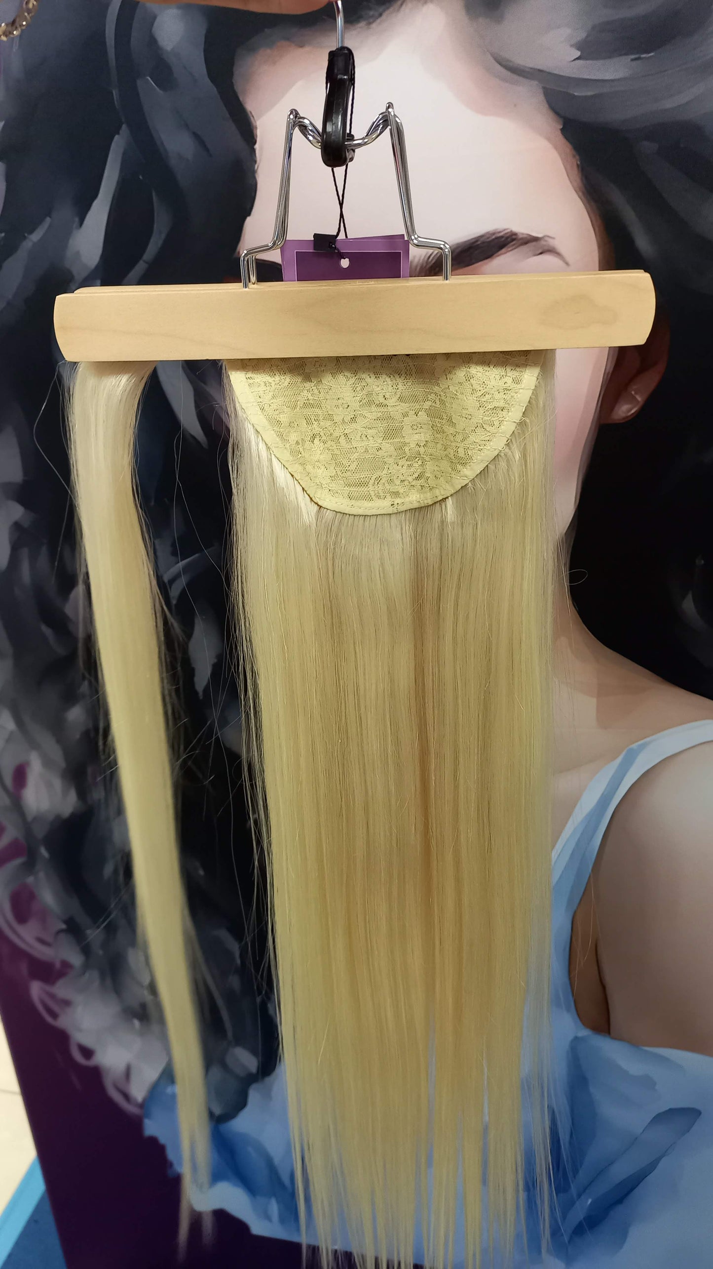 Pferdeschwanz Ponytail Clip In Russisches Echthaar Extensions Platinblond