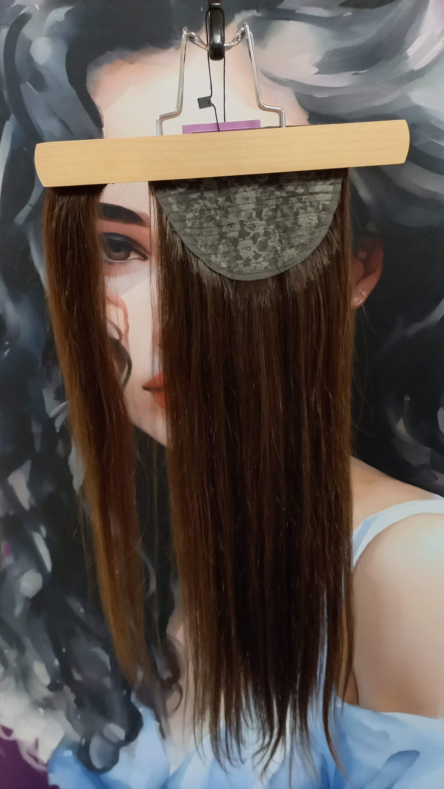 Pferdeschwanz Ponytail Clip In Russisches Echthaar Extensions Dunkelbraun