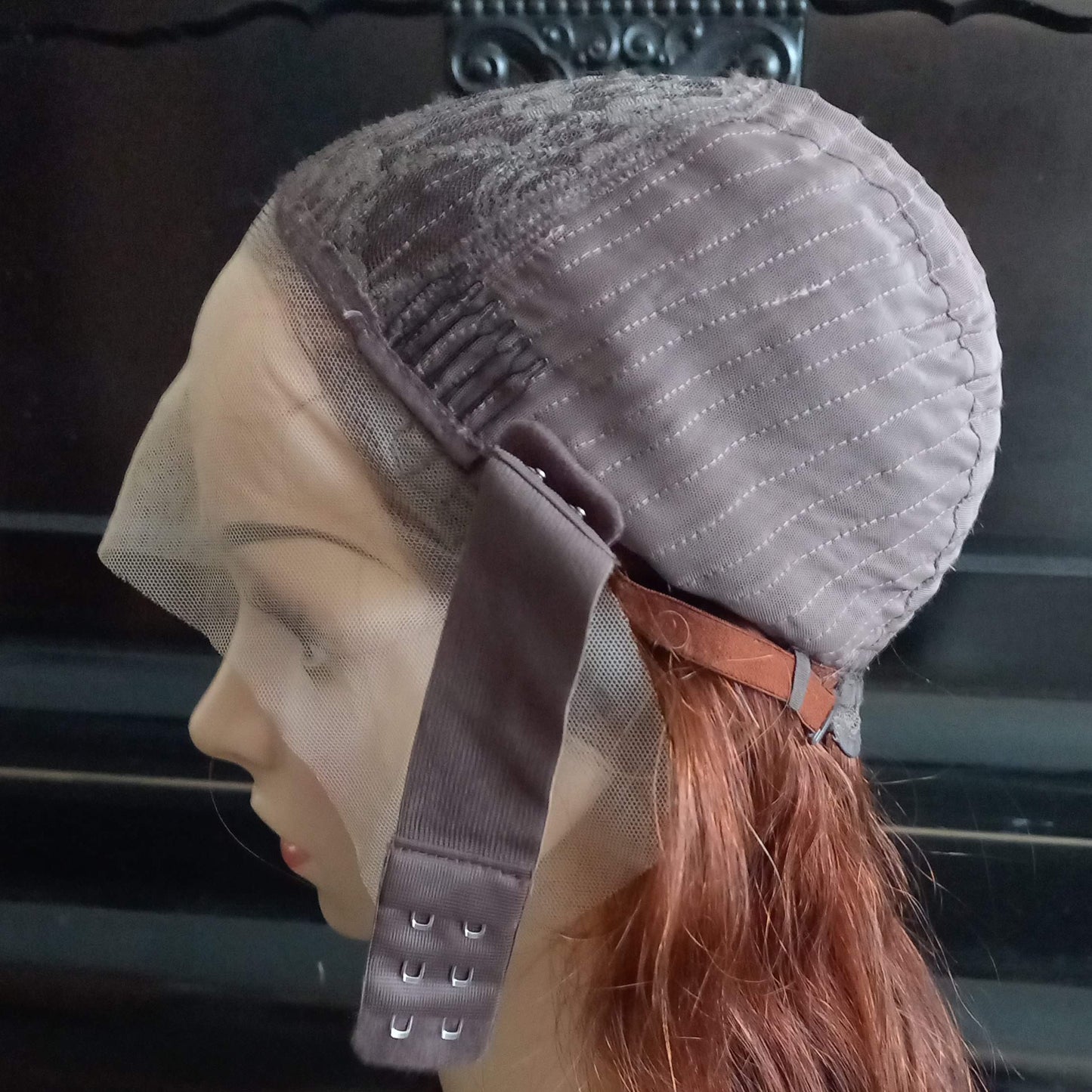 Parrucca di capelli umani lisci con riga a T, castano cioccolato