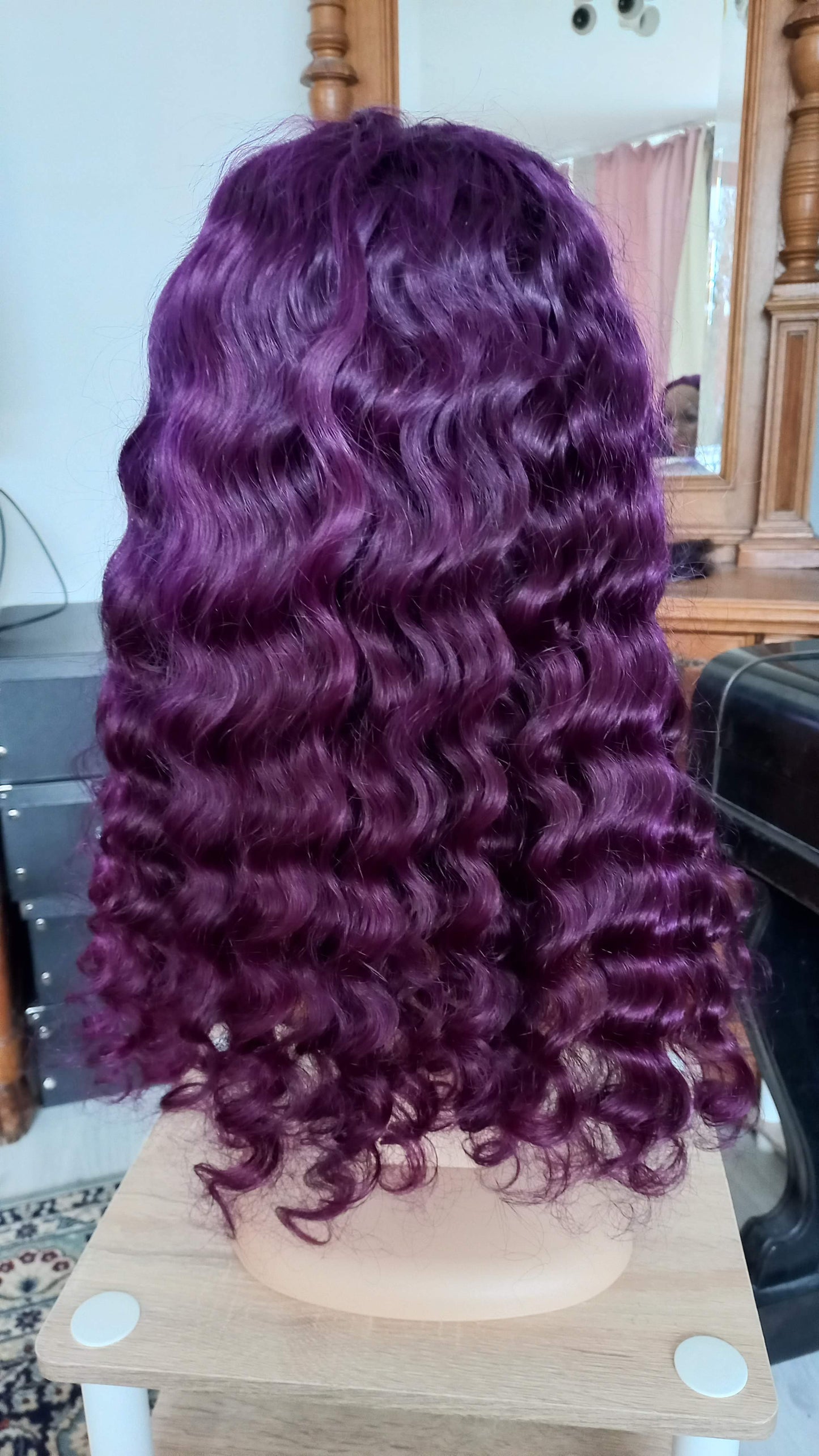 Tiefe Welle T-Part Echthaarperücke Lila Violett