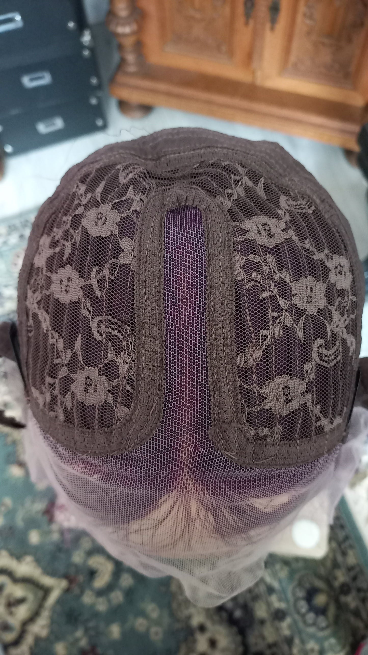 Tiefe Welle T-Part Echthaarperücke Lila Violett