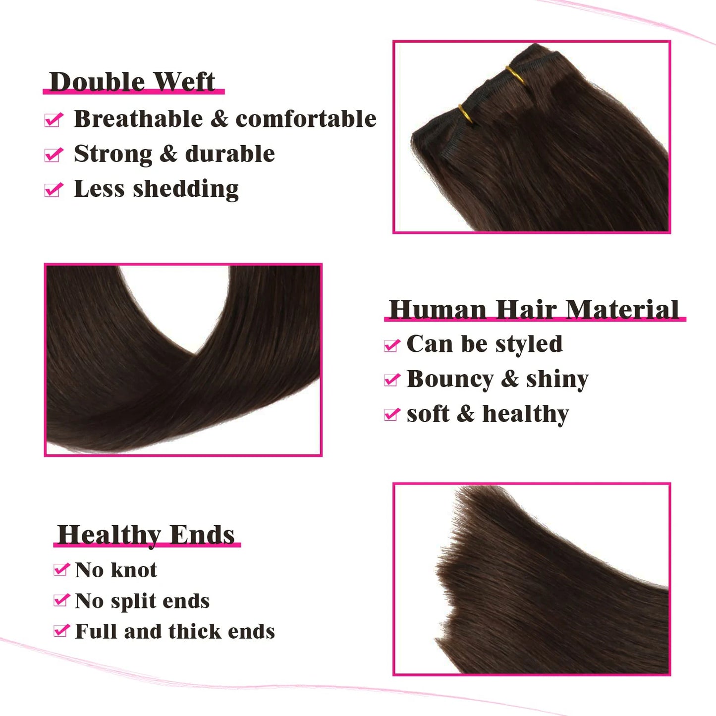 Clip In gerade Echthaar Extensions 8 Stück