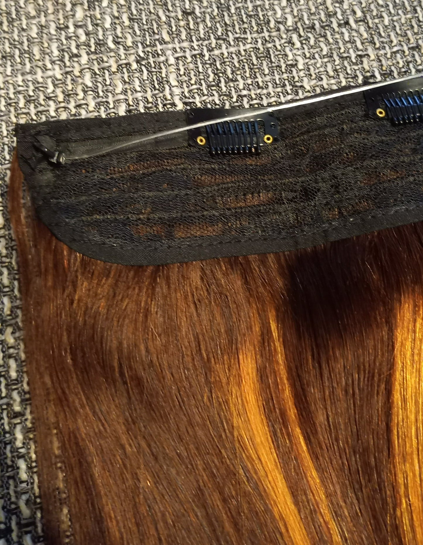 Flip In Echthaar Extensions Ombre Braun Blond mit Clips
