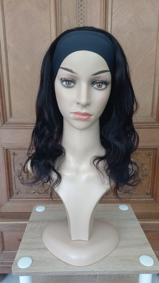 Body Wave Human Hair Headband Wig Black Brown