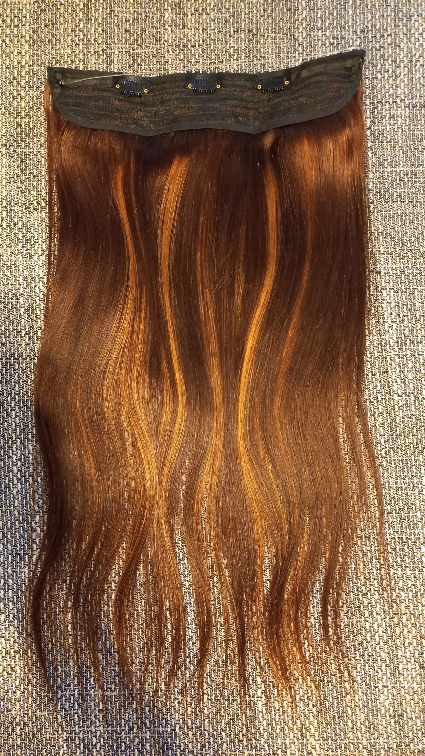 Flip In Echthaar Extensions Ombre Braun Blond mit Clips