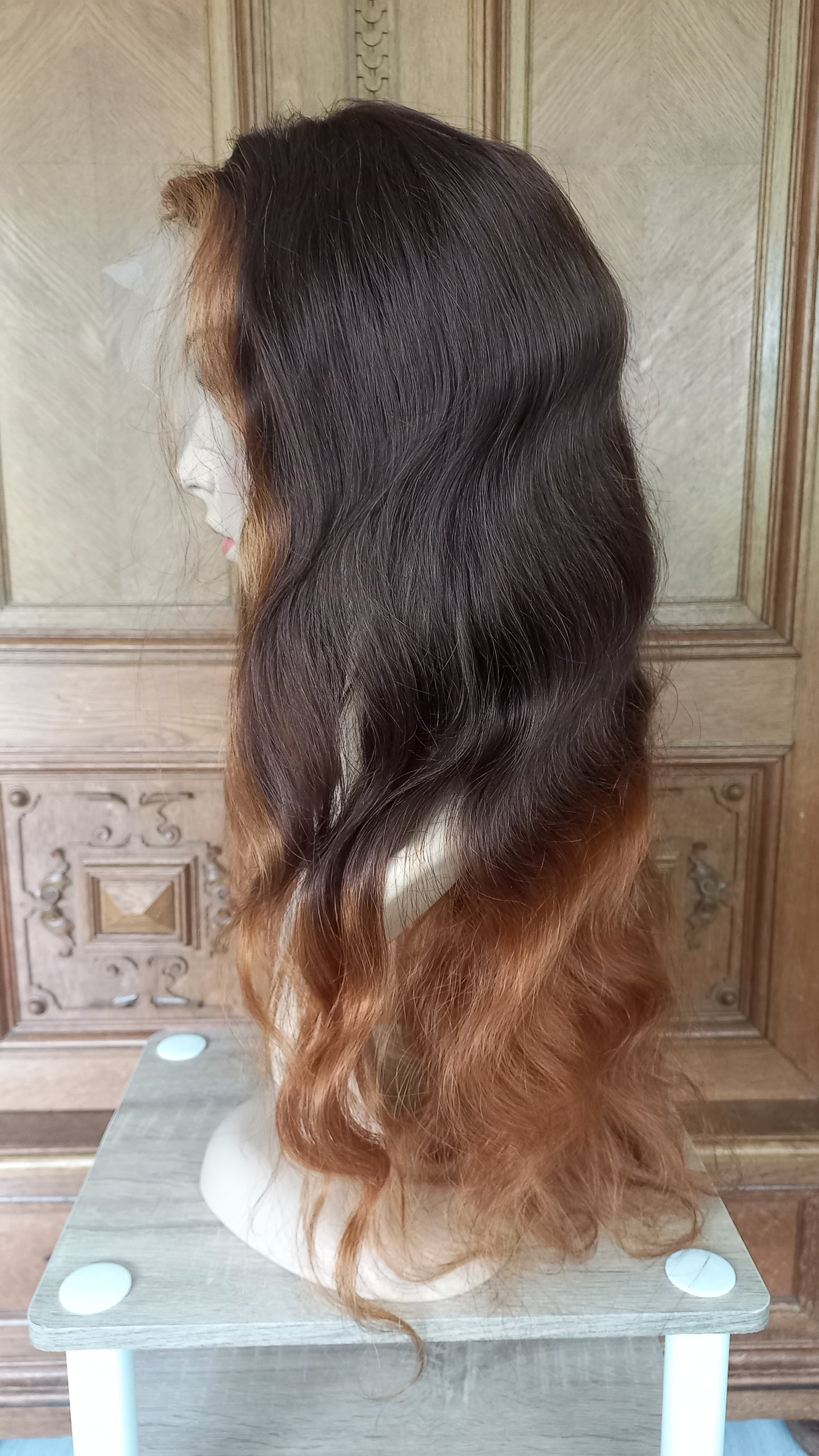 Körper Welle Echthaarperücke Ombre Braun 60 cm