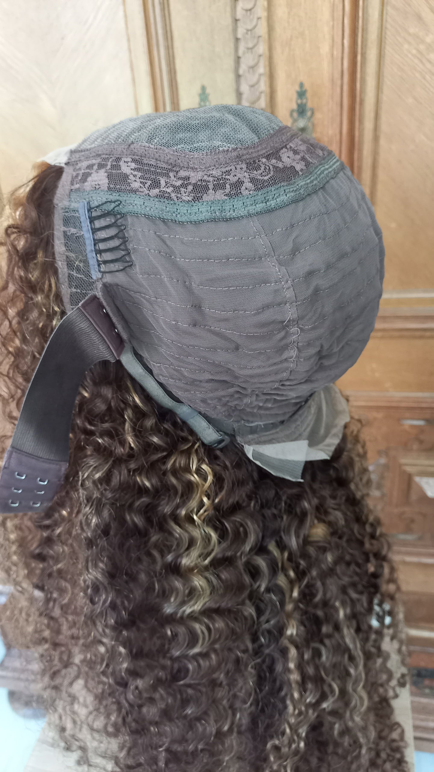 Kinky Lockiges Echthaarperücke Highlight Honig Blond Braun
