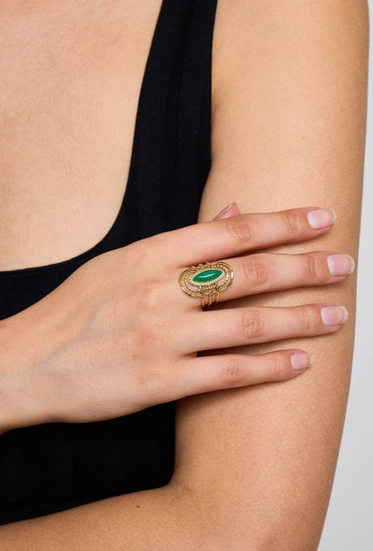 Eleganter Edelstahl-Ring mit blauem Stein 424RX89 | BYREN ÉLINE L'ATELIER