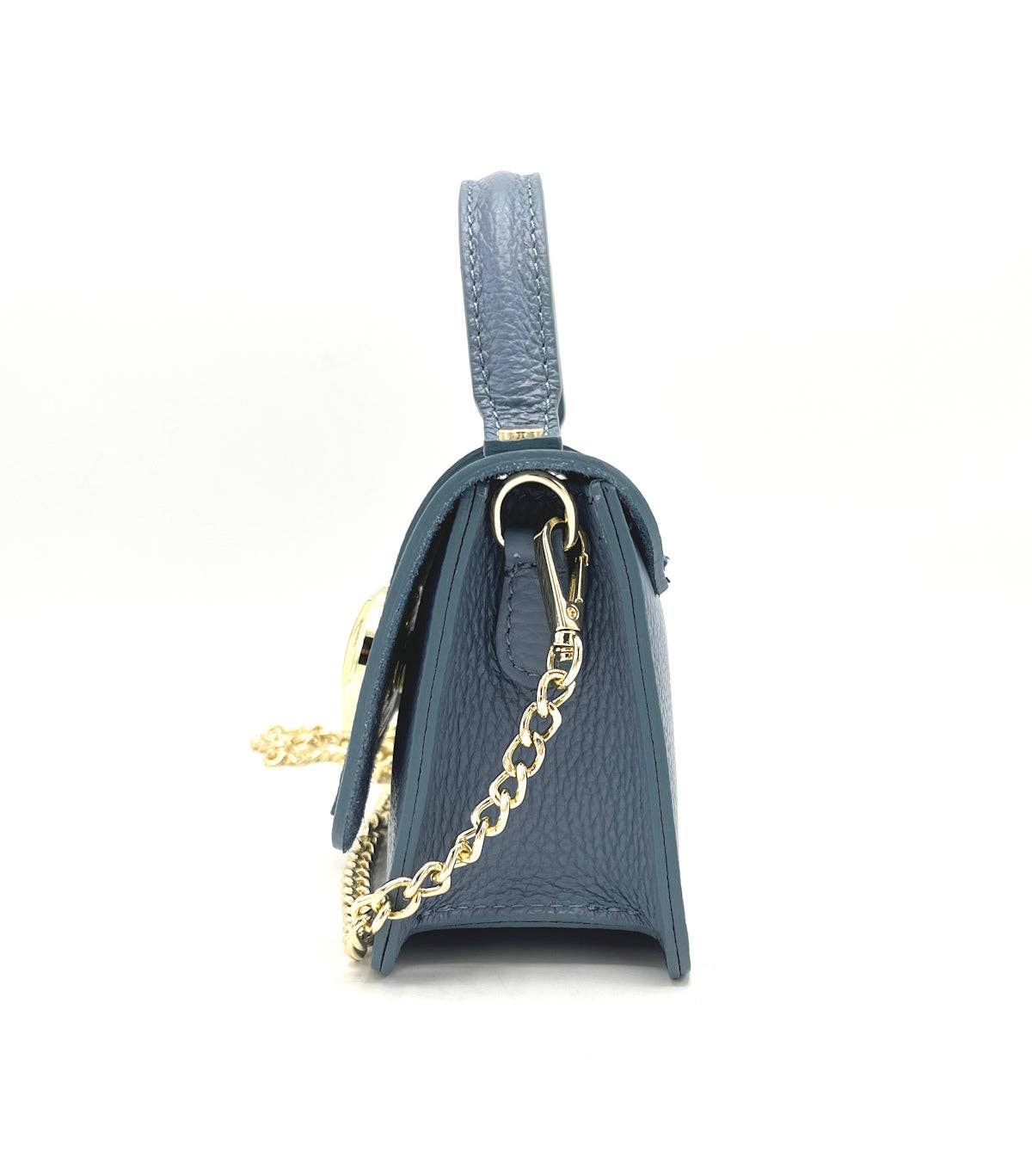 Suie Valentini srl - Genuine Leather Shoulder Bag, MINI size, Made in Italy, Art. 112413: Light Blue