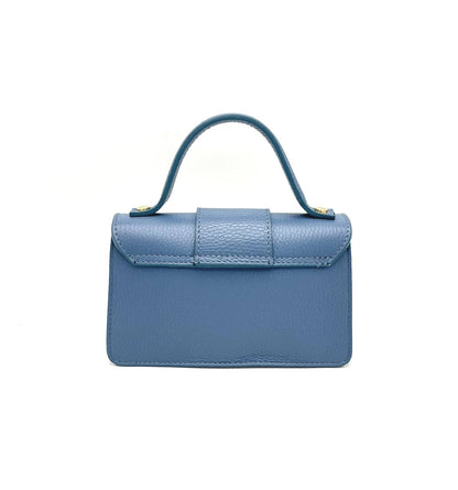 Suie Valentini srl - Genuine Leather Shoulder Bag, MINI size, Made in Italy, Art. 112413: Light Blue