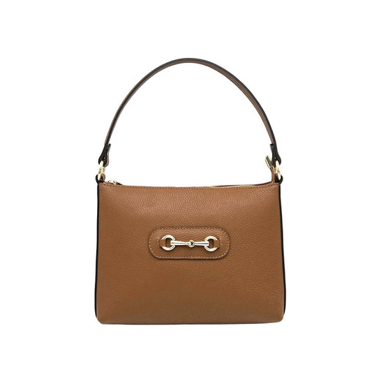 Leder-Schultertasche Kamel 112660 | Suie Valentini Made in Italy