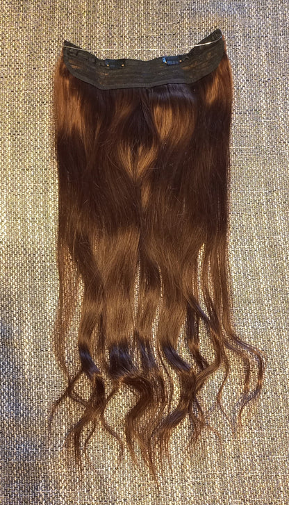 Flip in human hair extension with clips brown 