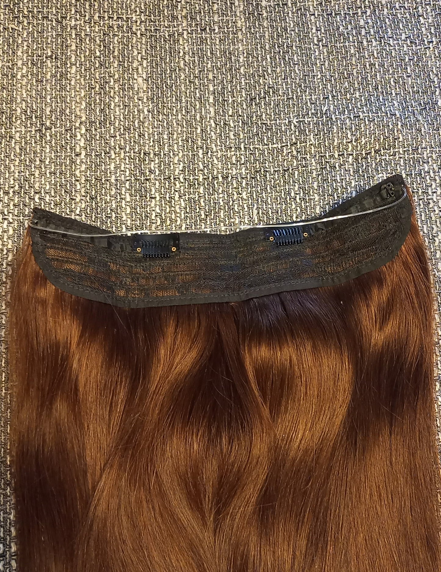 Flip in human hair extension with clips brown 