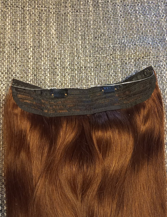 Flip in human hair extension with clips brown 