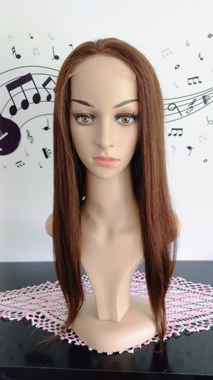 Straight Glueless Human Hair Wig Dark Blonde 