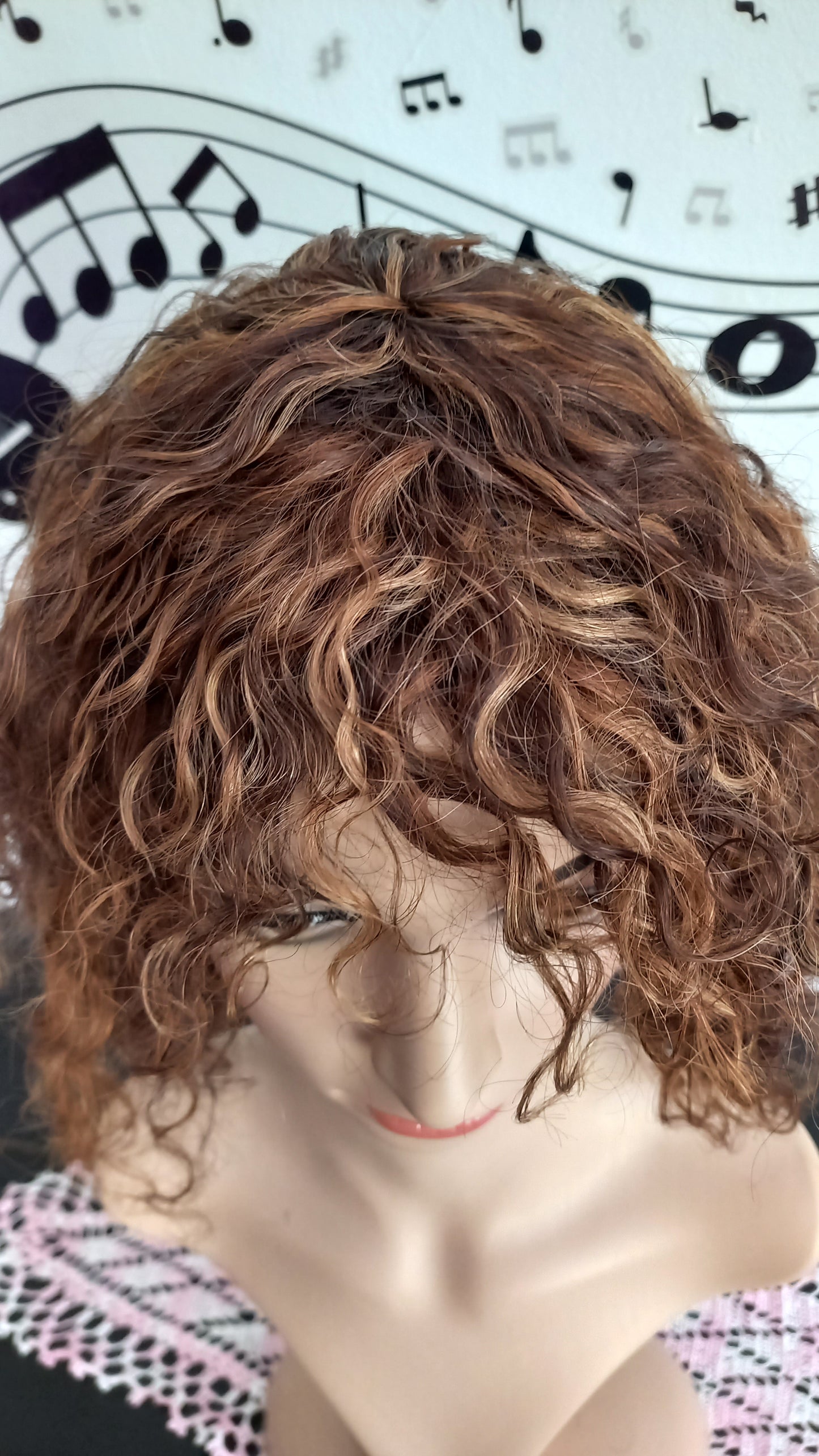 Bob Curly Medium Blonde Human Hair Wig with Bangs