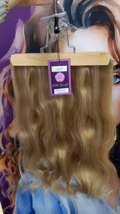 Clip In Virgin Russisches Echthaar Extensions Goldblond mit Draht Flip In