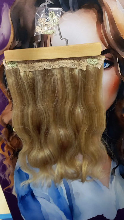 Clip In Virgin Russisches Echthaar Extensions Goldblond mit Draht Flip In