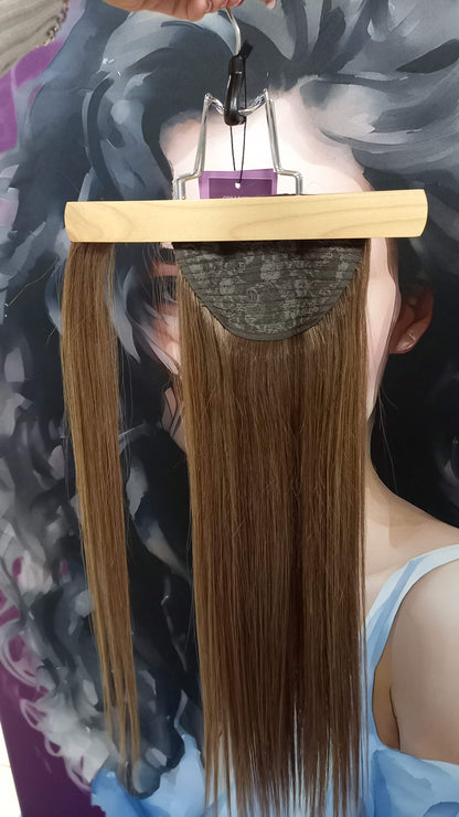 Pferdeschwanz Ponytail Clip In Russisches Echthaar Extensions Kastanien