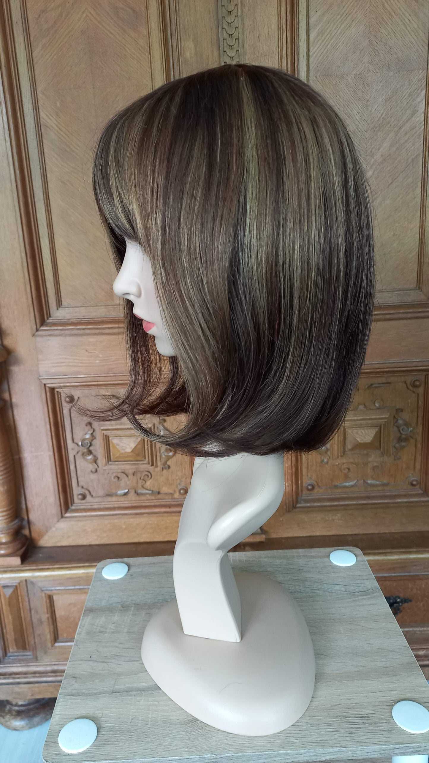 Bob Echthaarperücke Glatt Highlight Blond Braun