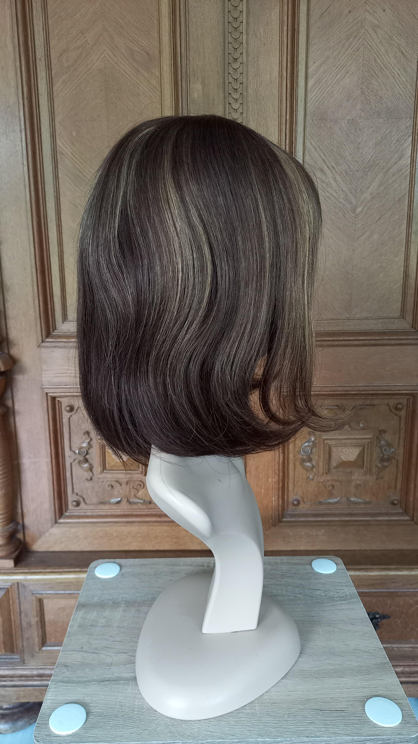 Bob Echthaarperücke Glatt Highlight Blond Braun