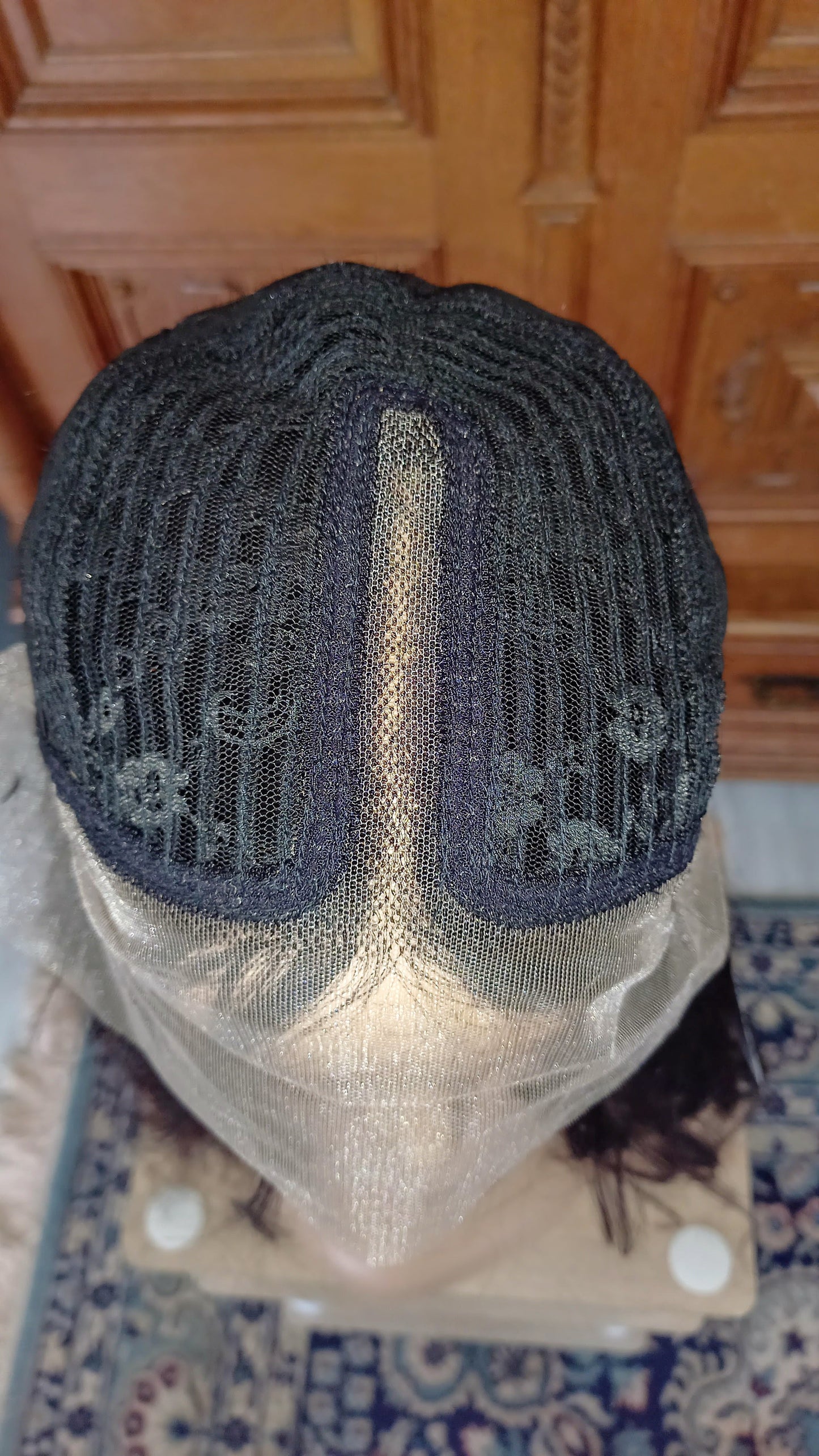 Körper Welle T-Part Echthaarperücke Schwarzbraun 45 cm
