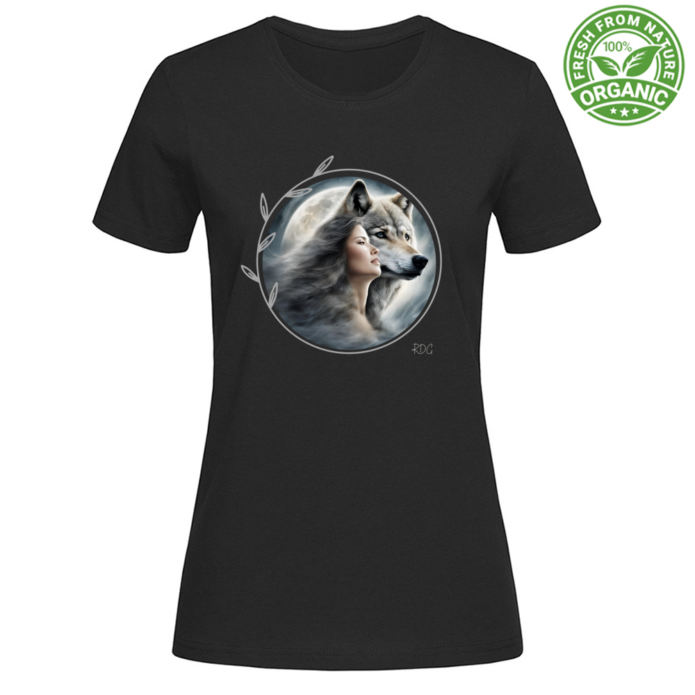 Organic T-Shirt Wolf Moon Woman RDG