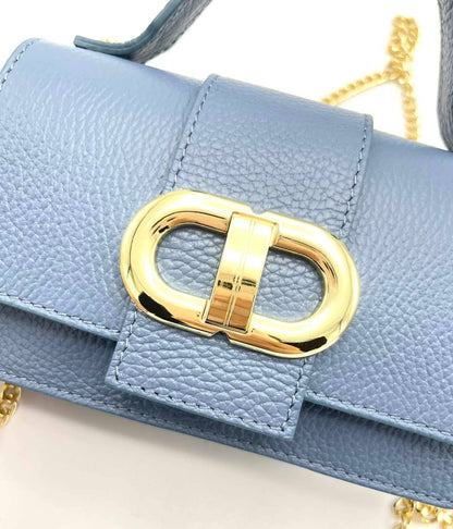 Suie Valentini srl - Genuine Leather Shoulder Bag, MINI size, Made in Italy, Art. 112413: Light Blue