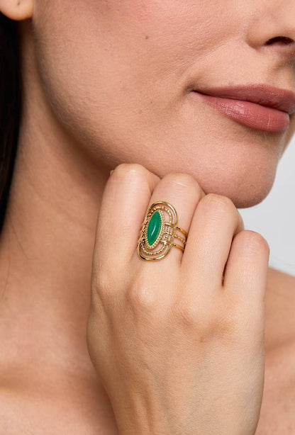 Eleganter Edelstahl-Ring mit blauem Stein 424RX89 | BYREN ÉLINE L'ATELIER