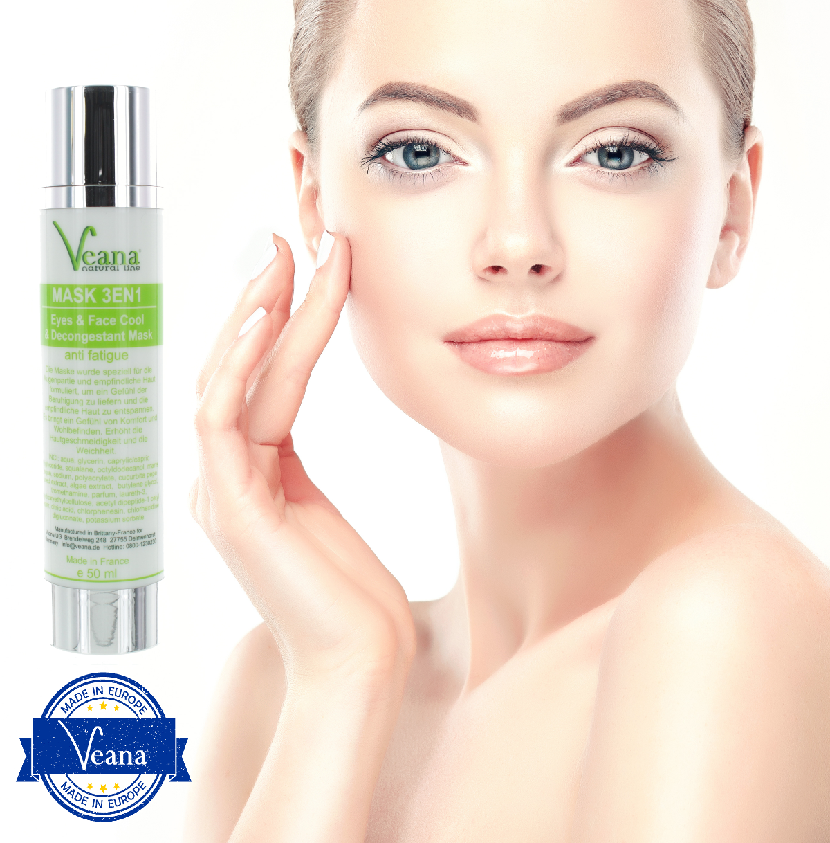 3in1 kühlende Augenmaske (50ml) mit Rotalgen gegen Schwellungen und Tränensäcke