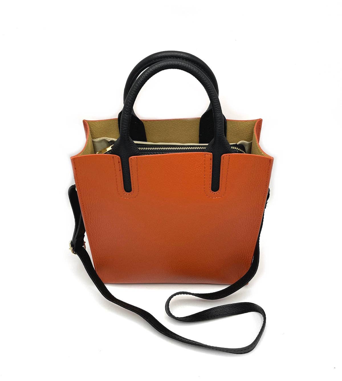 Suie Valentini srl - Genuine Leather Shoulder Bag for Women, Made in Italy, Art. 112445: Orange