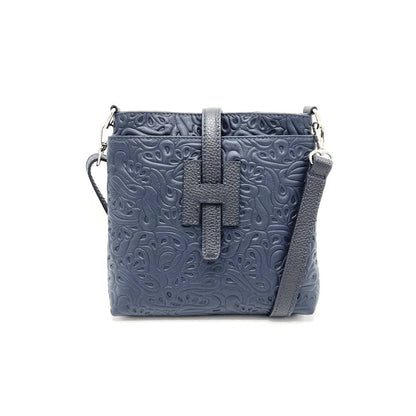 Suie Valentini srl - Printed leather shoulder bag, Made in Italy, Art. 112608: Black