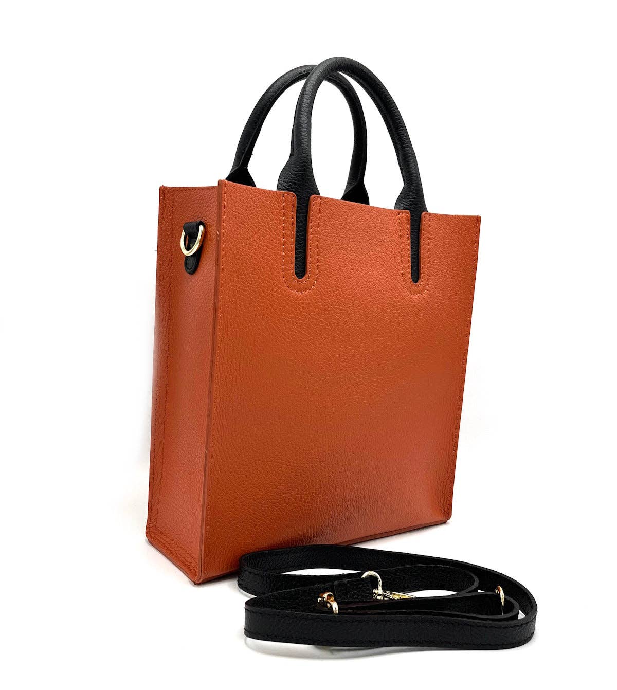 Suie Valentini srl - Genuine Leather Shoulder Bag for Women, Made in Italy, Art. 112445: Orange