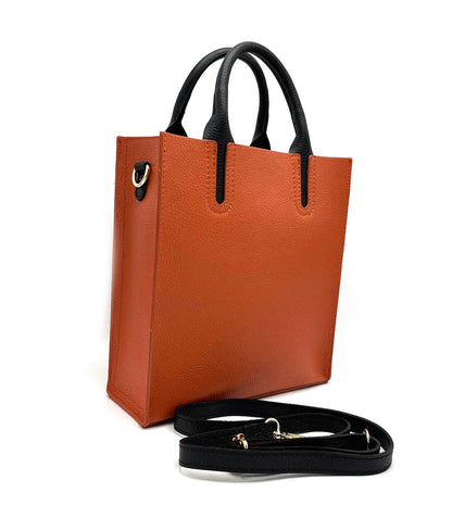Suie Valentini srl - Genuine Leather Shoulder Bag for Women, Made in Italy, Art. 112445: Orange