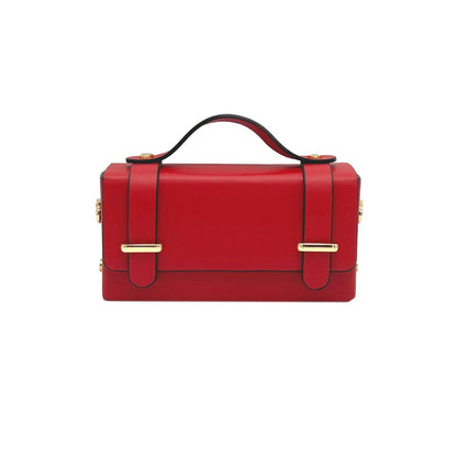 Suie Valentini srl - Genuine leather mini clutch bag with chain, Made in Italy, art. 112591: Bordeaux