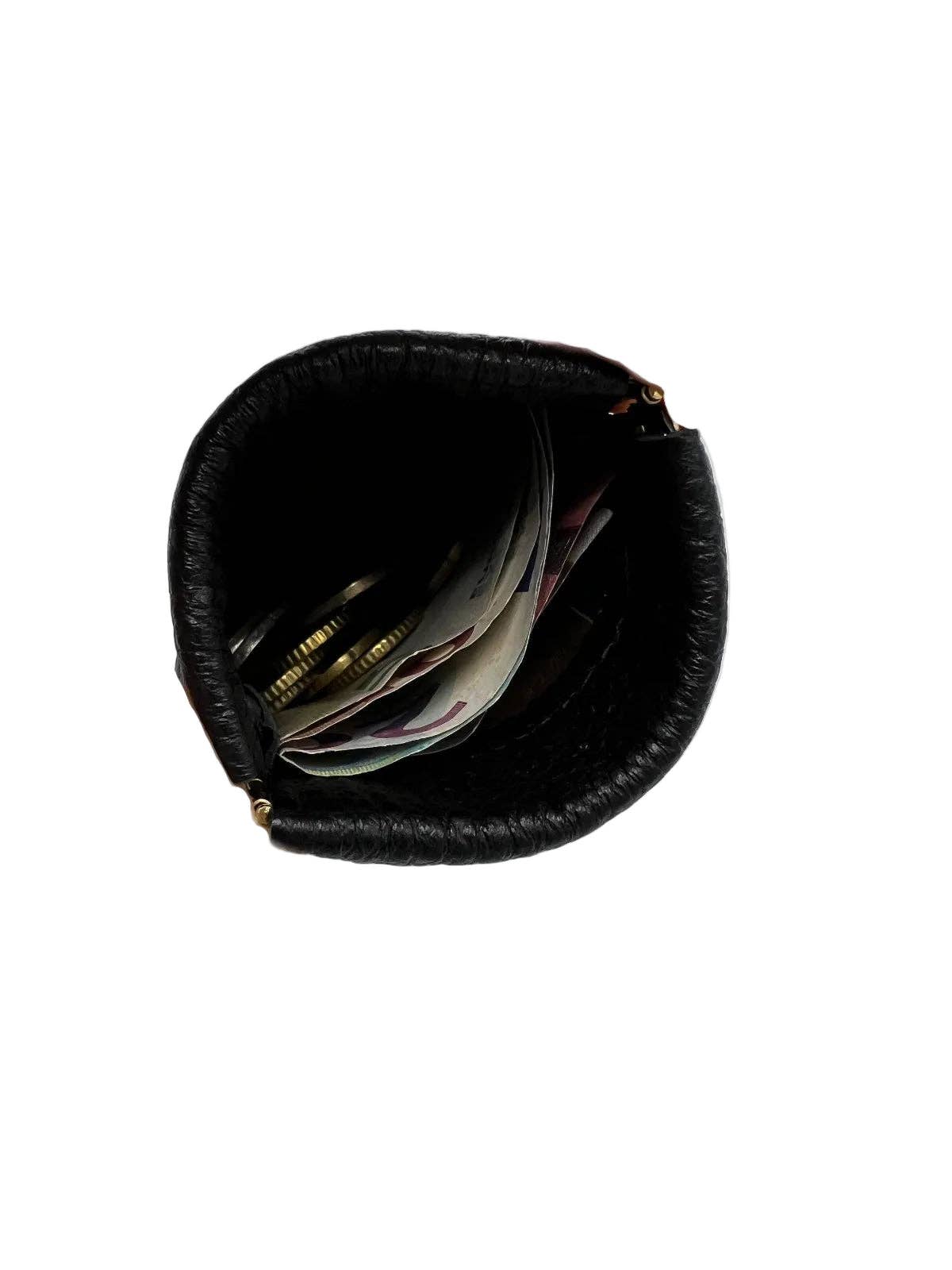 Leder-Münzbörse Schwarz 302003 | Suie Valentini Made in Italy