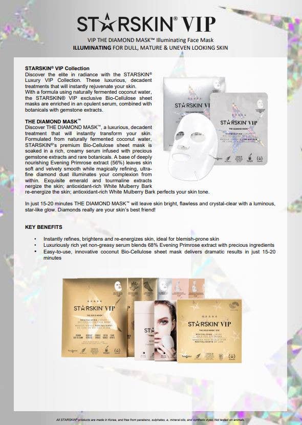 STARSKIN - VIP The Diamond Mask™ Illuminating Bio-Cellulose Face Mask