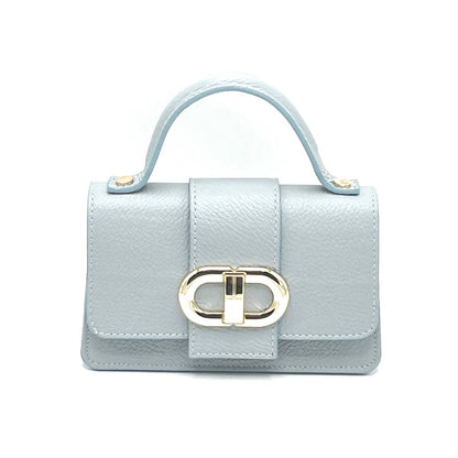 Suie Valentini srl - Genuine Leather Shoulder Bag, MINI size, Made in Italy, Art. 112413: Light Blue