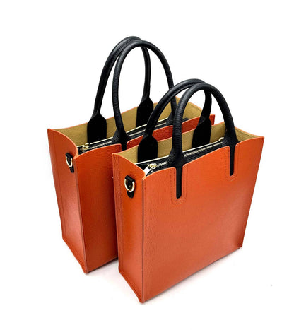 Suie Valentini srl - Genuine Leather Shoulder Bag for Women, Made in Italy, Art. 112445: Orange