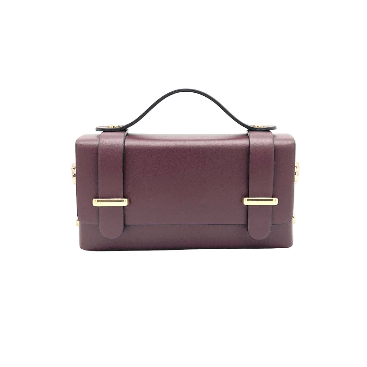 Suie Valentini srl - Genuine leather mini clutch bag with chain, Made in Italy, art. 112591: Bordeaux